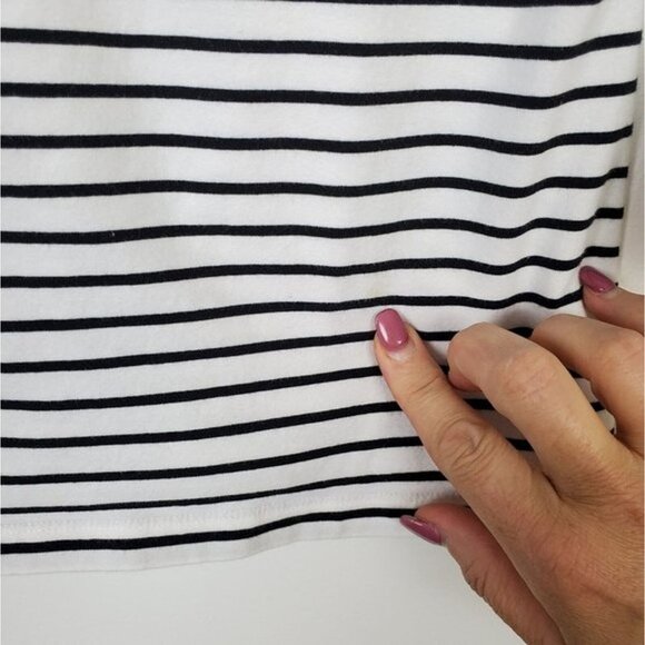 Jones New York Womens 3/4 Sleeve Striped Top Size Petite Plus Black White Career - Picture 7 of 7